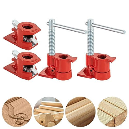 Heavy Duty Pipe Clamp Jaw,Wood Gluing Pipe Clamp Set,1/2 Inch Fixture Set,Professional Woodworking Tool Kit,Ergonomic Adjustable Handle,Use for Metalworking,Woodworking and Frame Assembly(2 Pack)