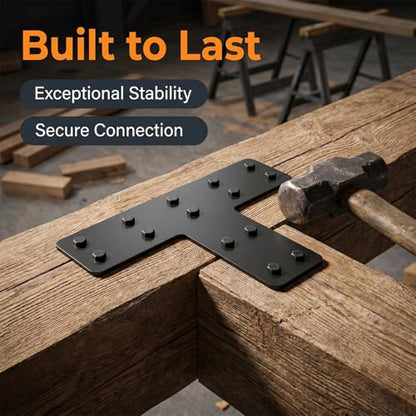 4 PCS T Post Timber Brackets,Heavy Duty 12"x8" Post to Beam Connector - color: T Shape