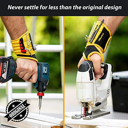 BINYATOOLS Magnetic Wristband for Tools Gift for Him Magnet Screw Holder Wrist Support Keeps Screws Nails, Drill Bits Handy Unique Tool Gadgets Men’s Gadgets Dad Gadgets - color: Yellow