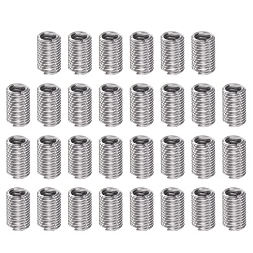 HARFINGTON 30pcs Wire Threaded Inserts 6#-32 UNC 3D 10.5mm 304 Stainless Steel Helical Coiled Wire Thread Sleeve - size: 6#-32 UNC