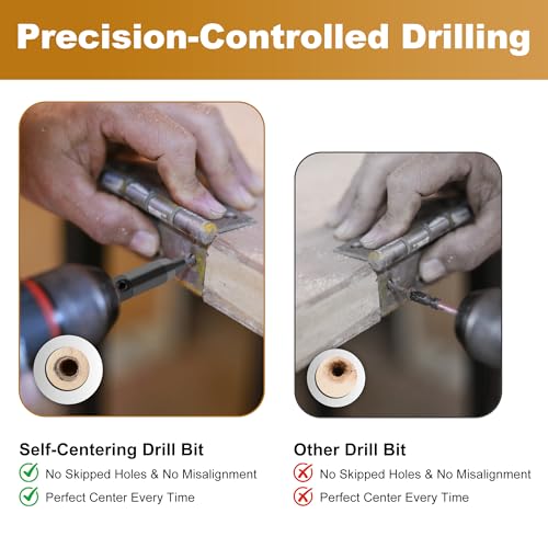 FIVEPEARS Self Centering Drill Bit Set, 3-Piece VIX Bit with 1/4" Hex Shank, 3/32”, 7/64”, 1/8” Center Drill Bit Set for Precise Cabinet, Door, and Hinge Installation