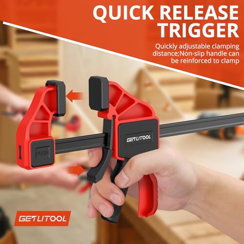 GETLITOOL 2PCS 12-Inch Bar Clamps for Woodworking 165LBS Clamping Force