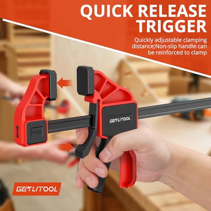 GETLITOOL 2PCS 12-Inch Bar Clamps for Woodworking 165LBS Clamping Force