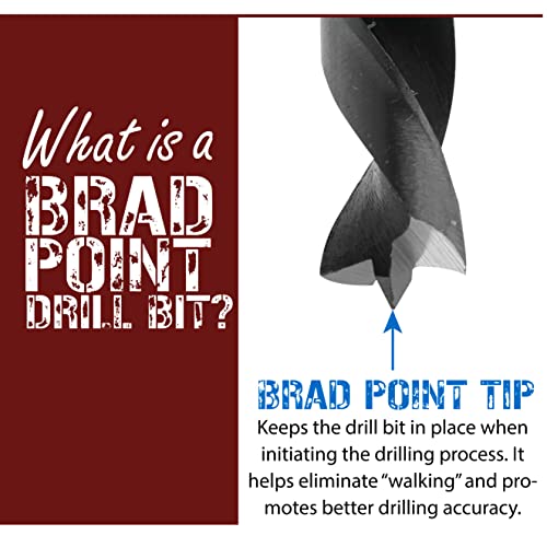 12 Inch Long Drill Bits for Wood Boring 7 Brad Point Drill Bits (1/8"-1/2")