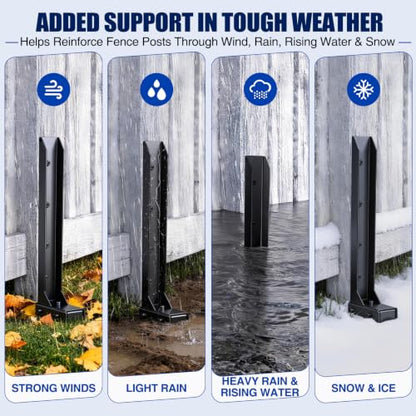Fence Post Repair Kit 33" 4 Pack, Fix Leaning 4x4/6x6 Wood Posts