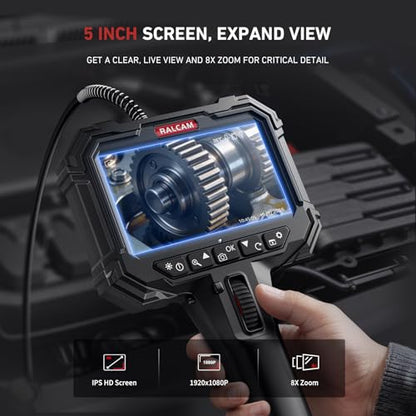 Ralcam Two-Way Articulating Borescope for Mechanic Automotive HVAC Wall - size: 10FT