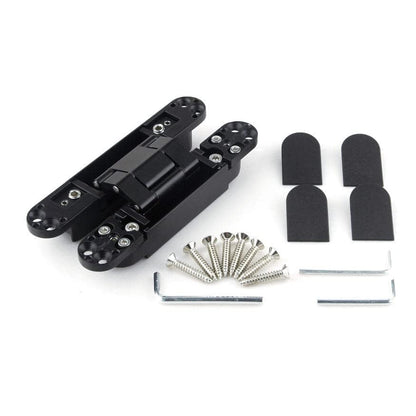 Ranbo 6 Inch Hidden Door Hinge, 3D Adjustable, Zinc Alloy Hardware Kit - size: 6 inch Black