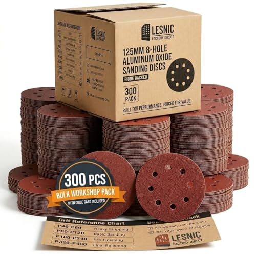 300PCS 5" Hook & Loop Sanding Discs, 8 Hole, P40-P400 Assorted