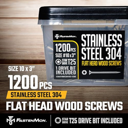 304 Stainless Steel Deck Screws, #10 x 3, 1200 PCS - size: #10 x 3", style: 1200 PCS