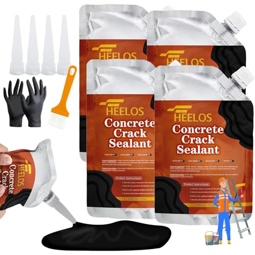 Asphalt Crack Filler 4Pack, High Elasticity Driveway Crack Filler,Self Leveling Waterproof Asphalt Crack Sealant Repair Sealer for Blacktop Concrete Cement Driveway,Walkway, Road,Patio(Black) - color: black