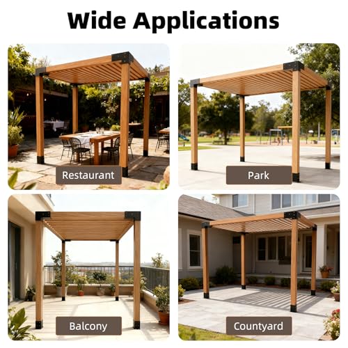 Pergola Kit, 3-Way Pergola Brackets for 4"x 4" (Actual 3.5" X 3.5") - size: 4"x 4" (Actual 3.5" X 3.5")