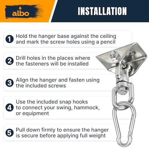 Albo Heavy Duty Swing Hangers 2 Pack, 2650 LBS - color: Silver, size: 2 Pieces
