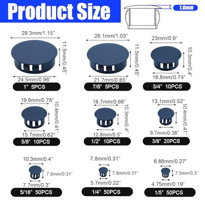 210PCS Plastic Hole Plugs Black Plastic Plug Kit Flush Type Hole Plugs - size: 210PCS-9Size-Black