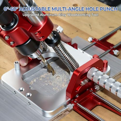 Portable Multi-Angle Drill Guide, Adjustable 0° to 60° Angle Drill Guide with 1/2" Chuck for Straight Holes, Self-Centering Hand Drill Guide for 1/16" - 1/2" Power Drills(280mm guide column) - size: 280mm guide column