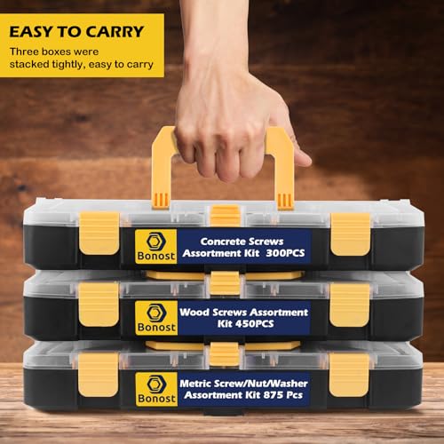 1625pcs Concrete Assortment Kit with Assorted Nuts Bolts and Wood Screws - size: 1625pcs