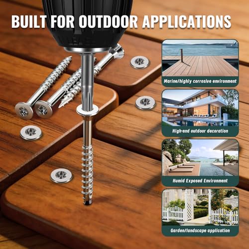 #10 x 2-1/2" Stainless Steel Wood Screws,304HC3 Exterior Deck Screws 80 PCS - size: #10 x 2-1/2"