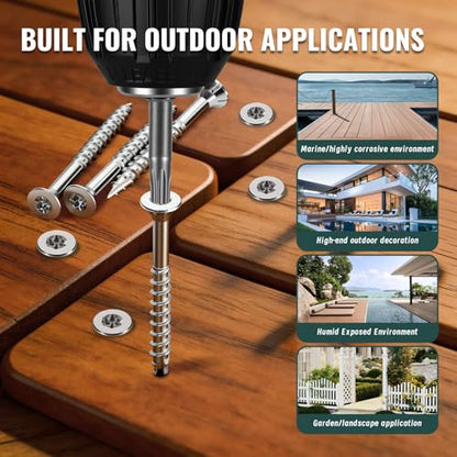 #10 x 2-1/2" Stainless Steel Wood Screws,304HC3 Exterior Deck Screws 80 PCS - size: #10 x 2-1/2"