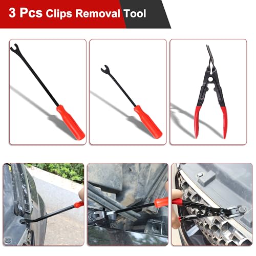 19Pcs Trim Removal Tool Kit, Auto Clip Pliers Fastener Remover Set,Plastic Pry Tool Repair for Car Panel Dashboard,Audio,Dash,Window,Clip and Upholstery with Storage Bag,Red - color: Red