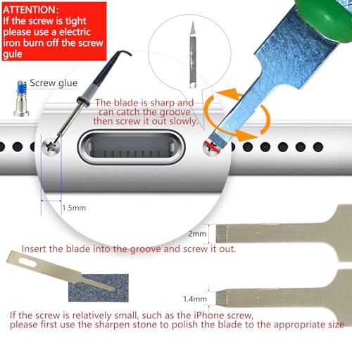 Damaged Screw Removal for iPhone, iPhone Repair Tool, Broken Screw Extractor Kit for Cell Phone,Targetting Small Screw Damaged can not Screw Out by Screwdriver, USB 5V Power Supply,Screw Extractor