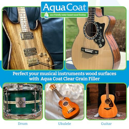 Aqua Coat Water-Based Clear Wood Grain Filler Gel, Fast-Drying, Low Odor, Low VOC, Sandable, Stainable & Paintable, Easy Water Cleanup, Glossy Finish, 128 oz - size: Gallon