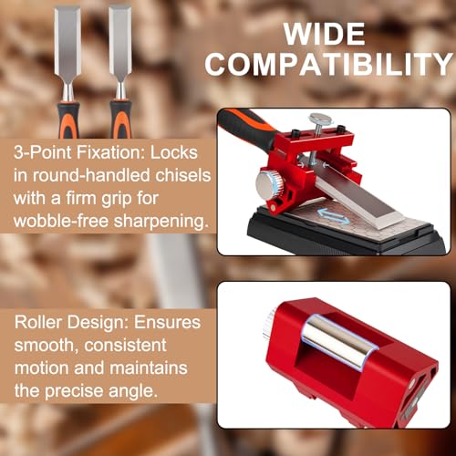 Chisel Sharpening Kit with Honing Guide & 400/1000 Grit Diamond Stone