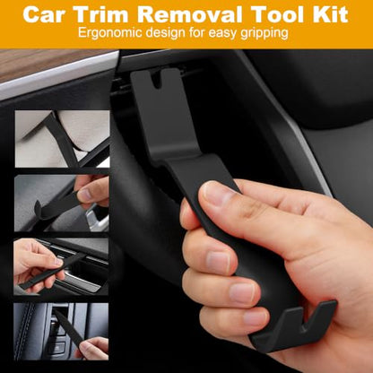 8Pcs Auto Trim Removal Tool Kit Non-Scratch Pry Tool Clip Pliers Black - color: black, size: 8 PCS