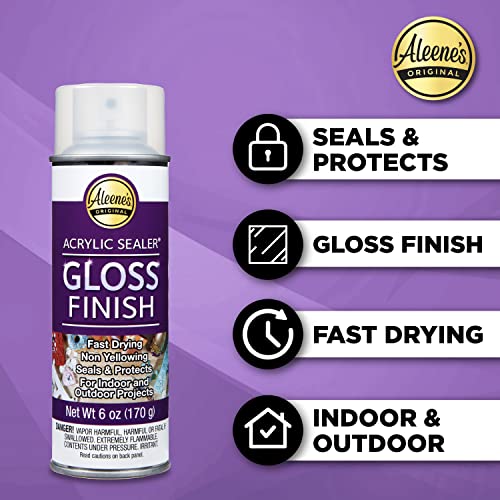 Aleene's Clear Acrylic Sealer Spray, Protective Gloss Finish, 6 oz 3-Pack