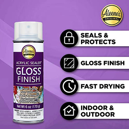 Aleene's Clear Acrylic Sealer Spray, Protective Gloss Finish, 6 oz 3-Pack