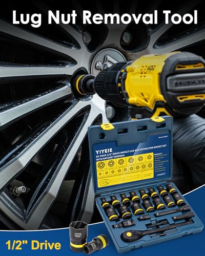 YIYEIE 22-Piece Bolt Nut Extractor Socket Set with Ratchet Wrench