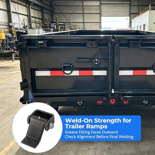 4 Pack Trailer Hinges Heavy Duty, Weld On Trailer Hinges with Grease Fitting for Dump Trailers, Utility Gates & Trailer Doors, Strap Style