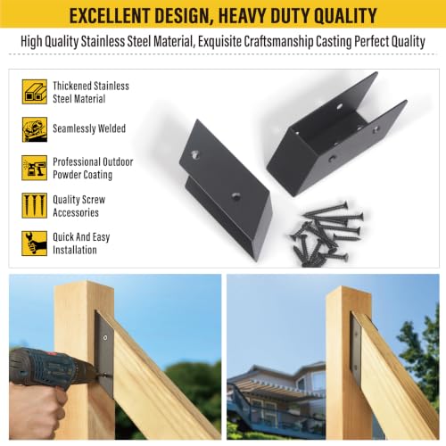 4 Pair(8pack) 30° Stair Stainless Steels Deck Railing Bracket Connectors, for 2x4 (Actually 1 ½" x 3 ½") Wood Deck Railing Post to handrail Connection (Matte Black) - size: Angles 30°
