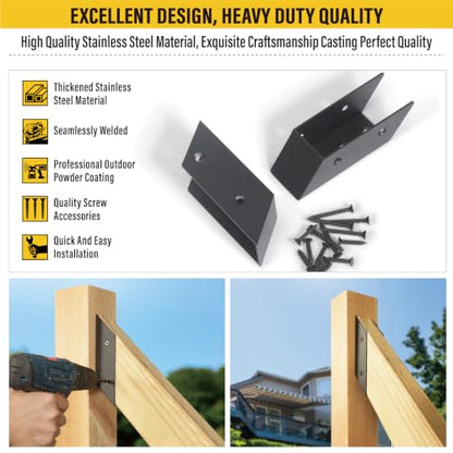 4 Pair(8pack) 30° Stair Stainless Steels Deck Railing Bracket Connectors, for 2x4 (Actually 1 ½" x 3 ½") Wood Deck Railing Post to handrail Connection (Matte Black) - size: Angles 30°