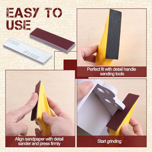 100Pcs 1500 Grit Micro Detail Sander Paper Kit 3.5" x 1.2" Hook and Loop Sandpaper Strips Detail Sander Refills Finishing Sander Paper for Wood Crafts, Tight Spaces and DIY Polishing Projects - style: 1500 Grit