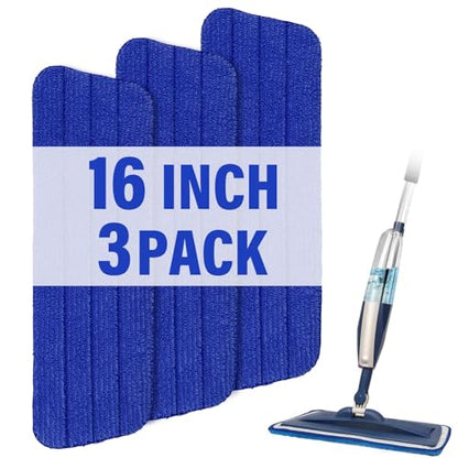16.5" Microfiber Mop Pads Refills, 3 Pack Reusable Replacement Heads - color: Purple