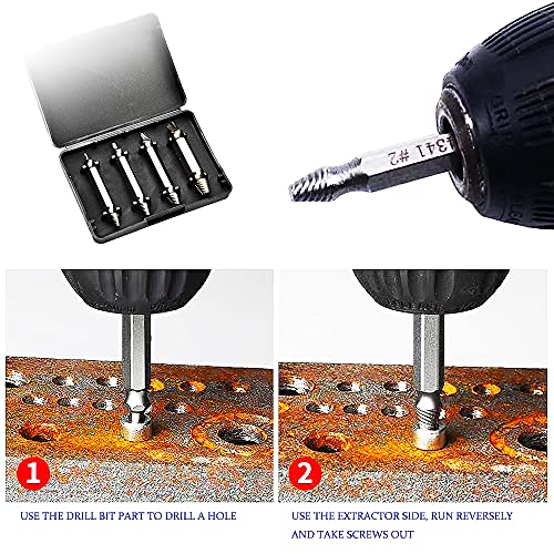 Damaged Screw Extractor Set, 4PCS HSS4341 DIY Hand Tools, Bolt Extractor, Stud Screw Remover, Power Tool Accessories