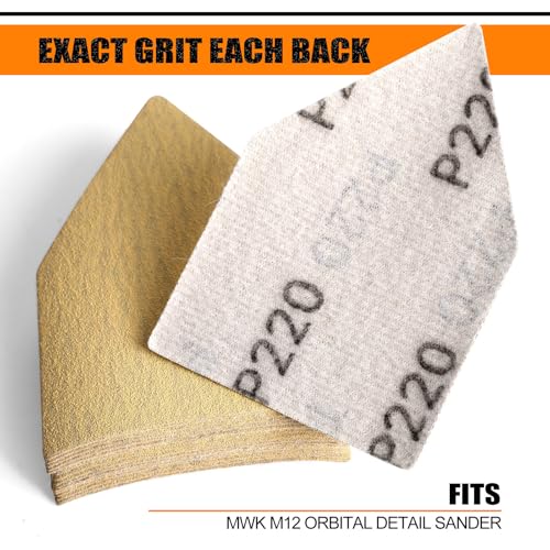 POLIWELL Orbital Triangle Sanding Sheets 50PCS 90x65mm Hook & Loop - style: 220 Girt