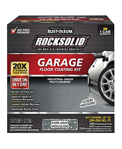 Rust-Oleum RockSolid Polycuramine Gloss Dark Gray Garage Floor Coating - color: Dark Gray, size: 1 Car