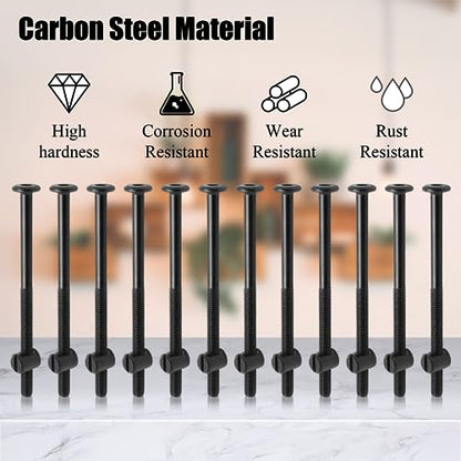 Biaungdo M6 x 120mm Bunk Bed Bolts, Black, 12 Pcs - color: Black, size: M6x120mm