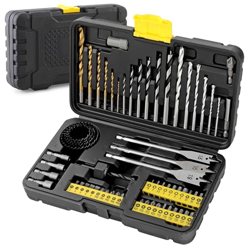 Hi-Spec Drill Bit Set: Multi Steel Drill Bits and Screw Nut Driver Bit Set - size: 63 Piece