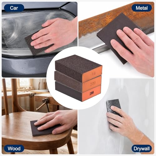 6Pcs 180Grit Sanding Sponges, Wet Dry Sanding Blocks - size: 180Grit