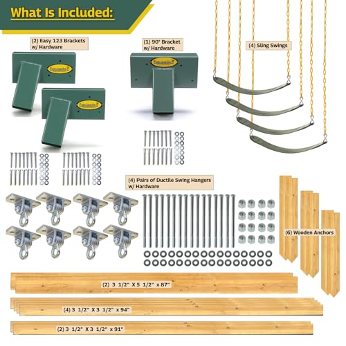 Eastern Jungle Gym Classic MkV DIY Swing Set Kit with Lumbar & Swings