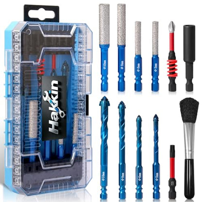 12PCS 2-in-1 Diamond Drill Bits, 1/4 Inch Hex Shank, 3/16" to 3/8" - size: D.3/16" to 3/8"