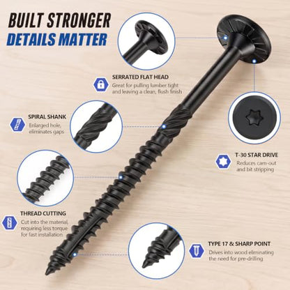 #14 x 4-1/2 Inch Structural Wood Screws 50PCS Exterior Construction Screws - size: #14*4-1/2"