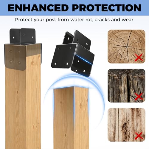 Heavy Duty 4x4 Post Caps Tie Bracket Pergola Bracket Kit-2 Pcs for Gazebos, Decks, Porches, Swingsets, Log Cabins etc., Wood Post to Beam Support Brackets (P4x4-B2x4) Black - size: P4x4-B2x4
