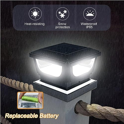 Solar Post Cap Lights for 3x3 Metal & 4x4 Vinyl/Wood Fence Posts, 2 Pack - size: 2 Pack