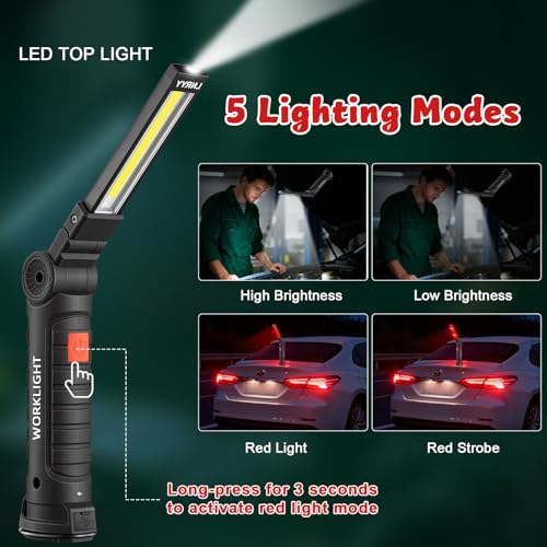 LNRYY 4Pack Rechargeable Magnetic LED Work Light/Flashlight for Mechanics