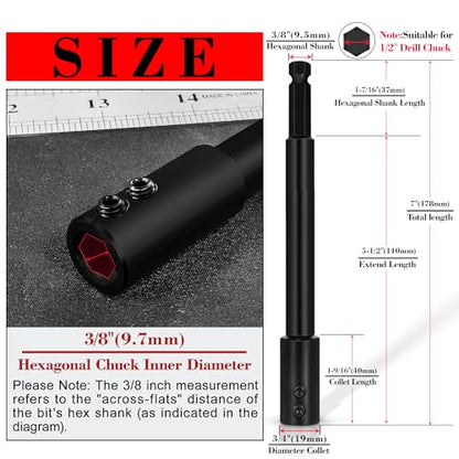 7 Inch Forstner Drill Bit Extension for 3/8" Hex Shank - size: 7" for 3/8" Hex Shank