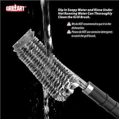 GRILLART Grill Brush and Universal Fit Scrapers, 18" BBQ Wire Cleaning Kit