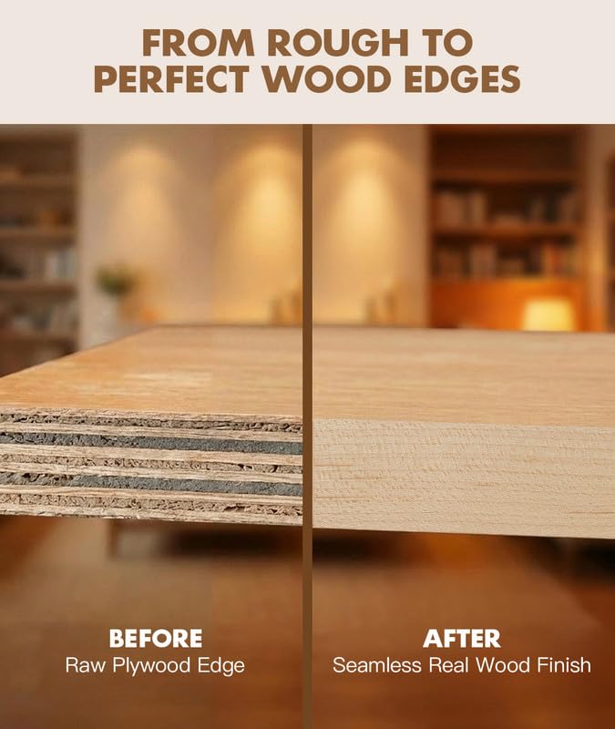 Maple Edge Banding 7/8 Inch x 100 Ft Preglued Iron on Wood Veneer Tape, Light Maple Iron-On Veneer Edging, Flexible Hot Melt Plywood Band Roll for Cabinet and Closet Repair - color: Maple, size: 7/8 inch X 100 ft