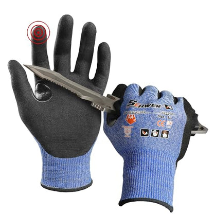 Schwer A4 AIR-SKIN Cut Resistant Work Gloves, Ultra Lightweight, AR3900, L - color: Blue, size: Large